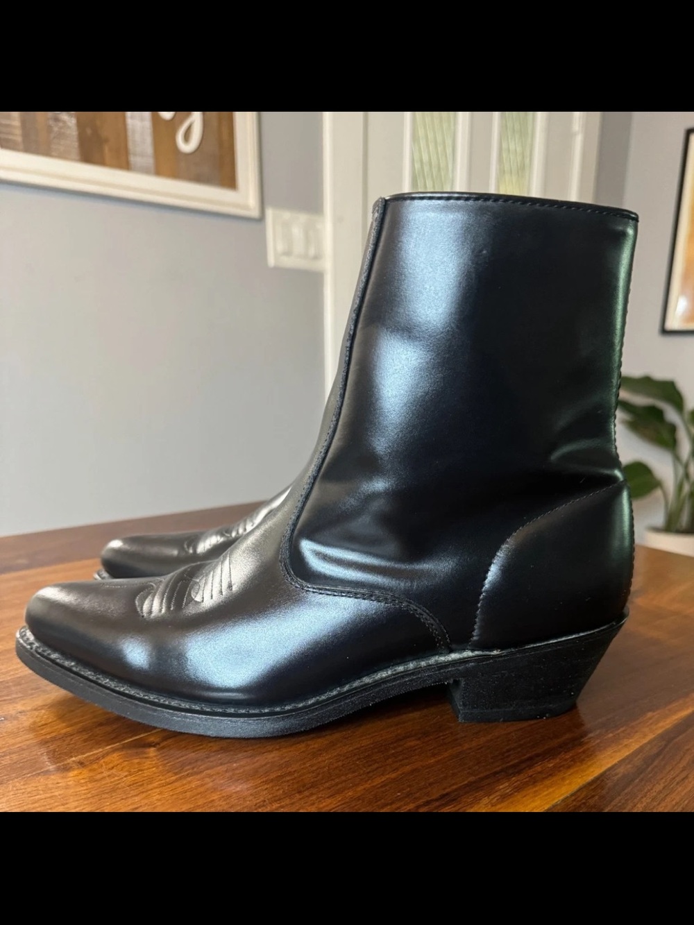 LAREDO Fletcher Western Leather Side-Zip Ankle Boots 62001 Men's Size 10EW